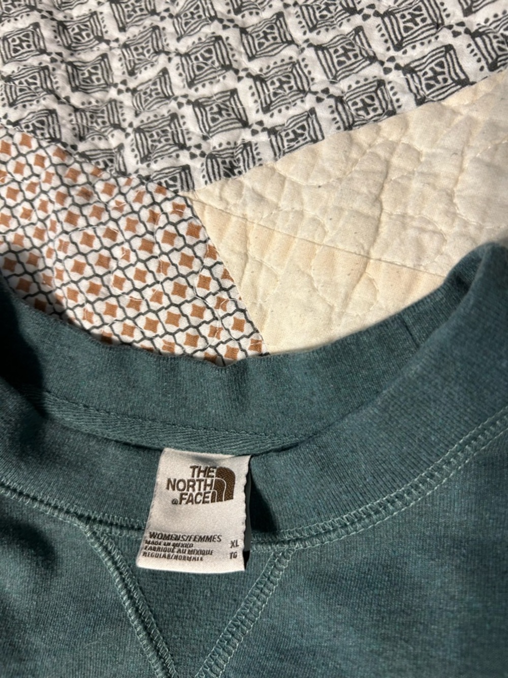 The North Face Teal Crewneck Sweatshirt with White Logo Patch